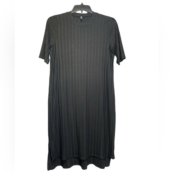 Eileen Fisher Ribbed Short Sleeve Crew Neck Dress - Picture 1 of 6